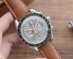 Omega Replica Speedmaster Grey Chronograph Face 42mm Brown Leather Band